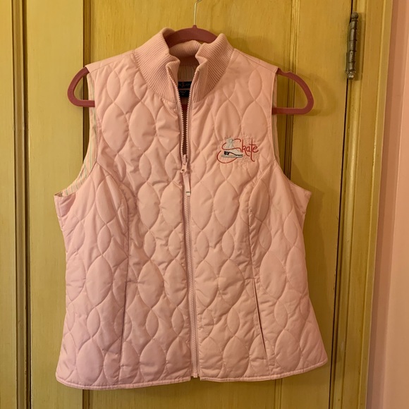 Figure Skate Embroidered Quilted Vest Pink Devon & Jones Size Medium - Picture 2 of 8